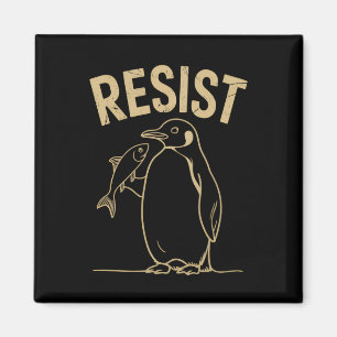 Resist Penguins Activism Protest Vintage Magnet