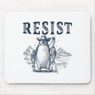 Resist Penguins Activism Vintage Graphic Mouse Mat