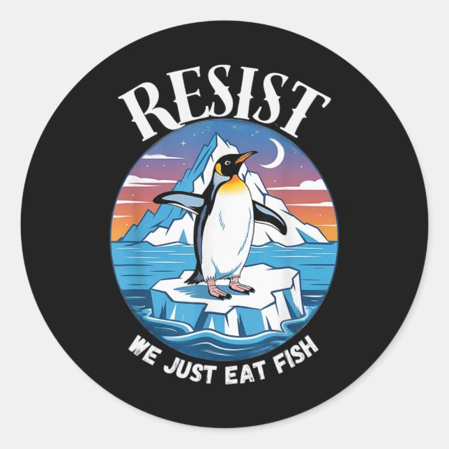 Resist Penguins Against Tariffs Sarcastic  Classic Round Sticker (Front)