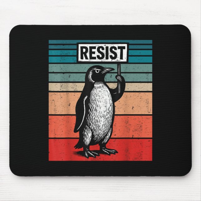 Resist Penguins Against Trump Tariffs Funny  Mouse Mat (Front)