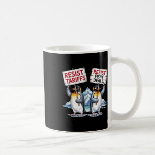 Resist Penguins Protest Against Tariff Funny Pengu Coffee Mug