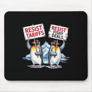 Resist Penguins Protest Against Tariff Funny Pengu Mouse Mat