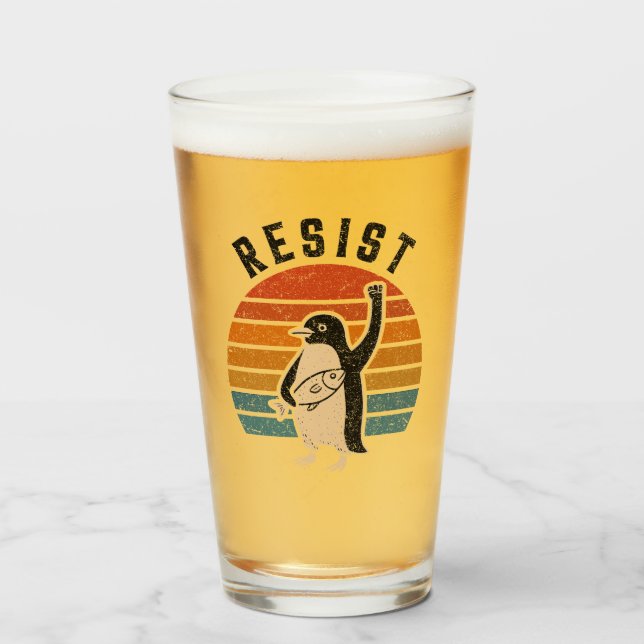 Resist Penguins Protest Against Tariffs Glass (Front Filled)