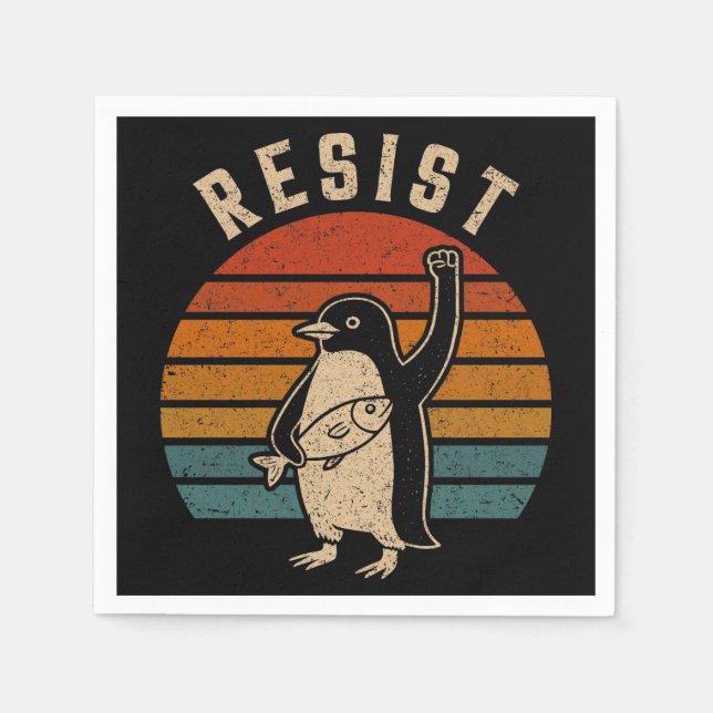 Resist Penguins Protest Against Tariffs Napkin (Front)