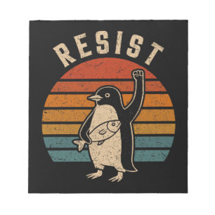 Resist Penguins Protest Against Tariffs Notepad