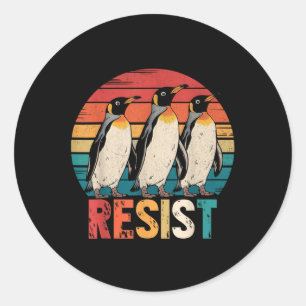 Resist Penguins Protest Against Tariffs Penguin Re Classic Round Sticker