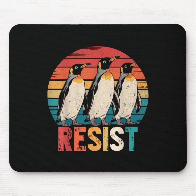 Resist Penguins Protest Against Tariffs Penguin Re Mouse Mat (Front)