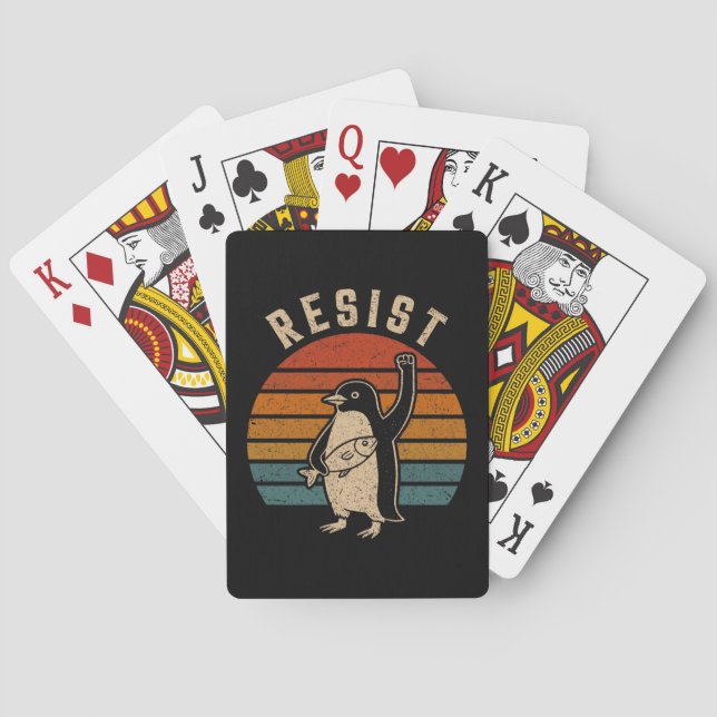 Resist Penguins Protest Against Tariffs Playing Cards (Back)