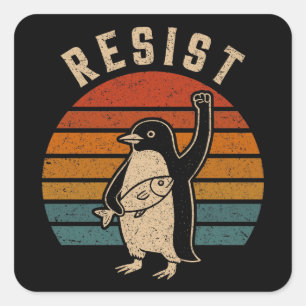 Resist Penguins Protest Against Tariffs Square Sticker