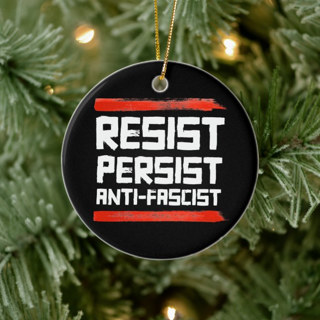 RESIST PERSIST ANTI-FASCIST CERAMIC TREE DECORATION (Tree)