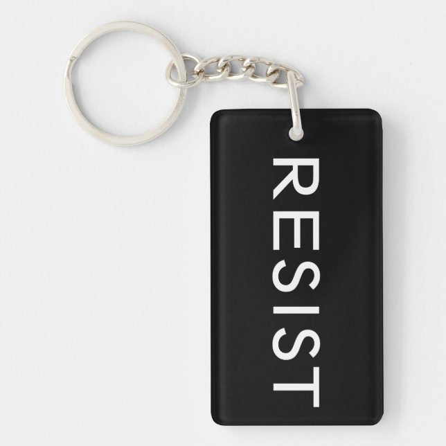 Resist Persist bold white text on black Key Ring (Front)