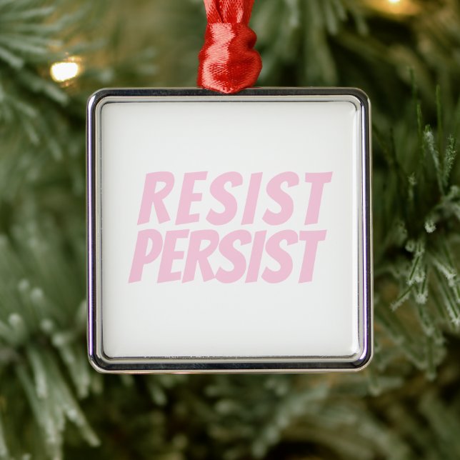 Resist Persist light pink white Christmas Metal Tree Decoration (Tree)