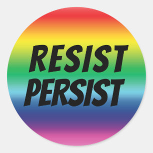 resist persist - pride lgbtq lgbt rainbow colours classic round sticker