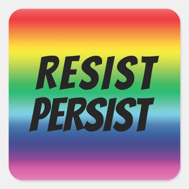 resist persist - pride lgbtq lgbt rainbow colours square sticker (Front)