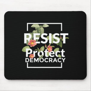 Resist Protect Democracy Subtle Boho Style Floral Mouse Mat