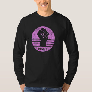 Resist Protest Fist Pink Distressed Circle T-Shirt