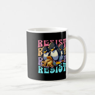 Resist Protest Retro Penguins Against Tariffs Men Coffee Mug