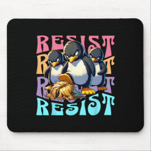 Resist Protest Retro Penguins Against Tariffs Men Mouse Mat