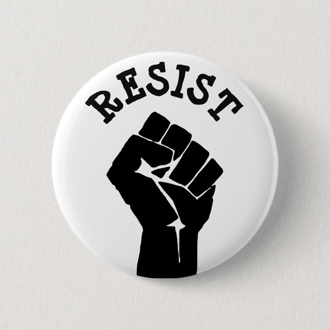 #Resist Protester Fist Anti-Trump Political Button (Front)