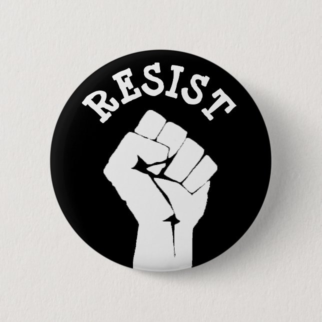 #Resist Protester Fist Anti-Trump Political Button (Front)