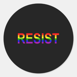 Resist Rainbow Queer Anti Trump Novelty Political Classic Round Sticker