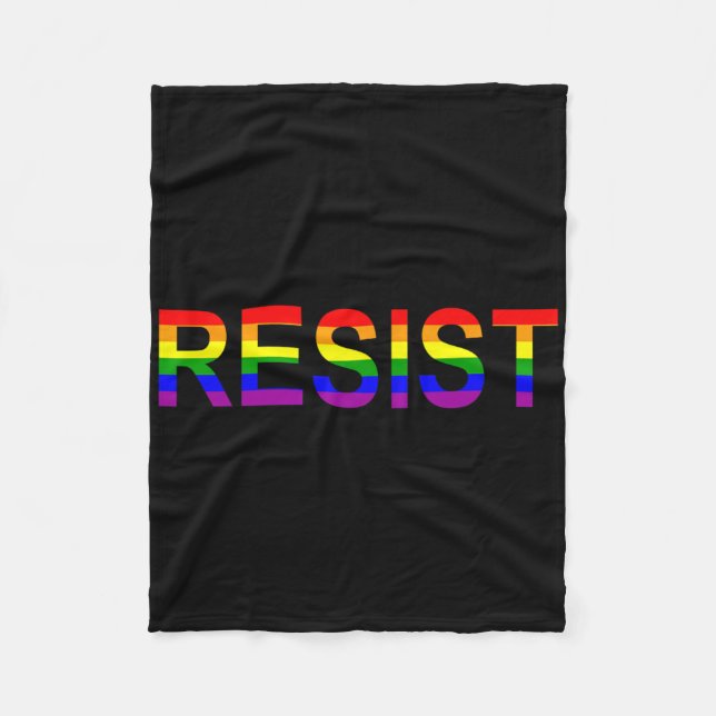 Resist Rainbow Queer Anti Trump Novelty Political  Fleece Blanket (Front)