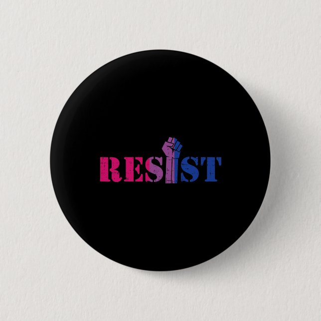 Resist Raised Fist Protest Lgbtq Biual Flag Gay Pr 6 Cm Round Badge (Front)