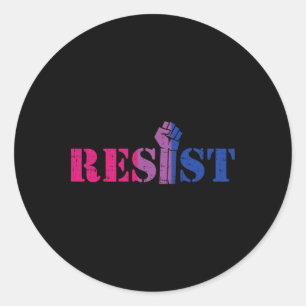 Resist Raised Fist Protest Lgbtq Biual Flag Gay Pr Classic Round Sticker