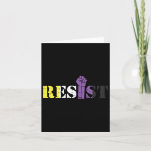 Resist Raised Fist Protest Lgbtq Non-binary Flag G Card