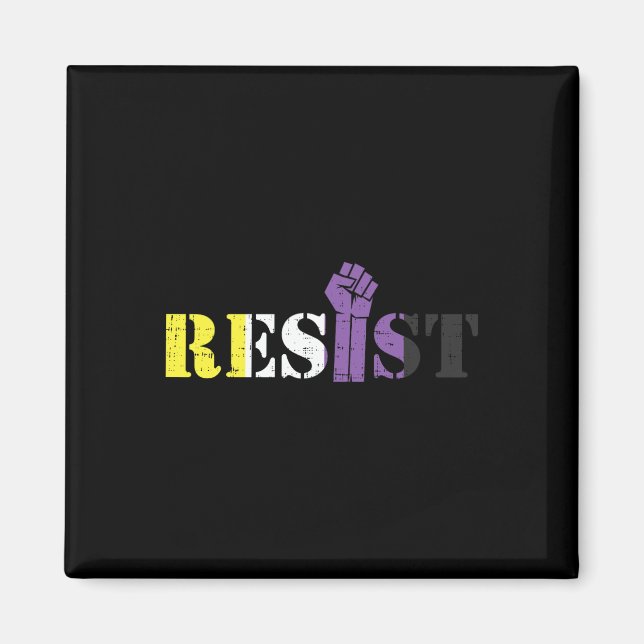 Resist Raised Fist Protest Lgbtq Non-binary Flag G Magnet (Front)