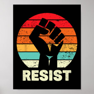 Resist Raised Fist Retro Sunset Equality And Freed Poster