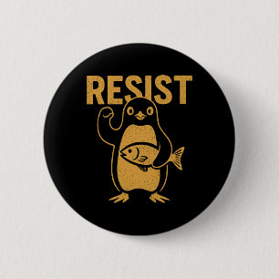 Resist Rebel Penguin Protest Against Tariffs Resis 6 Cm Round Badge