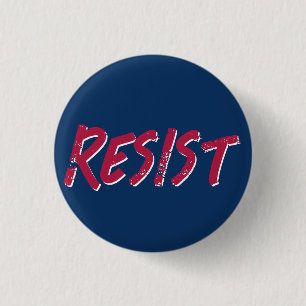 Resist Resistance Red and Blue Flag Colours 3 Cm Round Badge