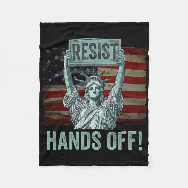 Resist Resistance Statue Of Liberty Hands Off Prot Fleece Blanket (Front)