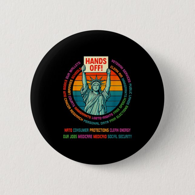 Resist Resistance Usa Statue Of Liberty Hands Off  6 Cm Round Badge (Front)
