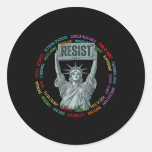 Resist Resistance Usa Statue Of Liberty Hands Off  Classic Round Sticker