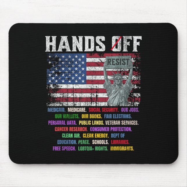 Resist Resistance Usa Statue Of Liberty Hands Off  Mouse Mat (Front)