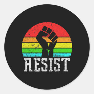 Resist Retro Vintage Style  Classic Round Sticker
