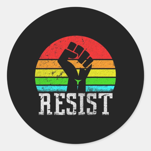Resist Retro Vintage Style  Classic Round Sticker (Front)