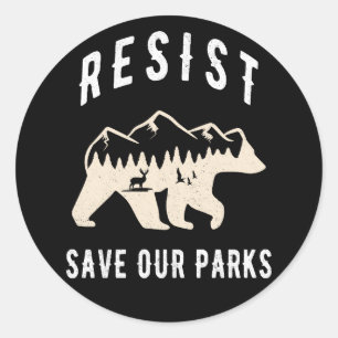 Resist Save Our Parks Alt US National Parks Bear  Classic Round Sticker