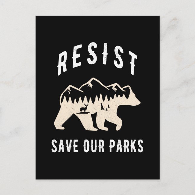 Resist Save Our Parks Alt US National Parks Bear  Holiday Postcard (Front)