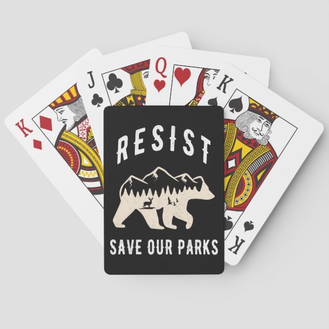 Resist Save Our Parks Alt US National Parks Bear  Playing Cards (Back)