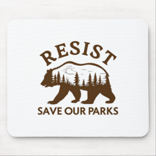 Resist Save Our Parks Bear Sticker Mouse Mat