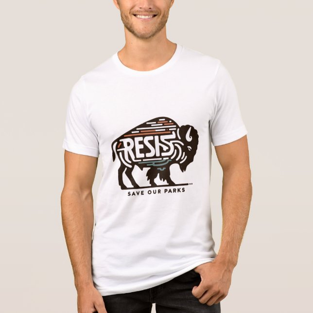 Resist Save Our Parks Bold Bison Conservation Tri-Blend Shirt (Front)