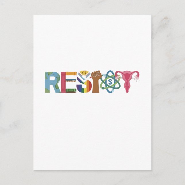 Resist Shirt Resistance Fight Fist Protest Liberal Holiday Postcard (Front)