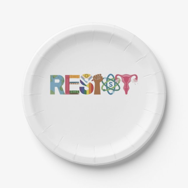 Resist Shirt Resistance Fight Fist Protest Liberal Paper Plate (Front)