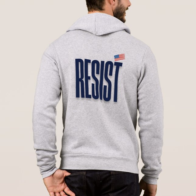 RESIST Small American Flag – Protest Statement Hoodie (Back)