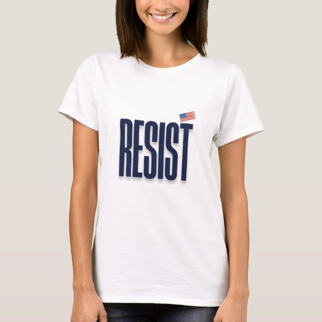 RESIST Small American Flag – Protest Statement T-Shirt (Front)