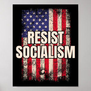 Resist Socialism Anti Socialist Usa Poster