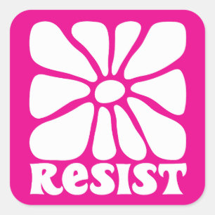 RESIST sticker with peaceful flower design